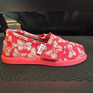Toms Classic Pink Butterfly Slip On Velcro